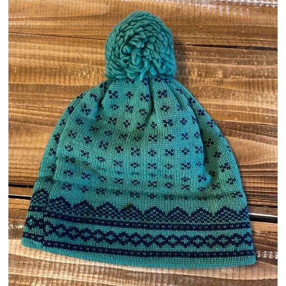 Vintage 1980's Maureen of the Mews Knitted Winter Ski Hat Beenie Green Pom Pom - Picture 10 of 12